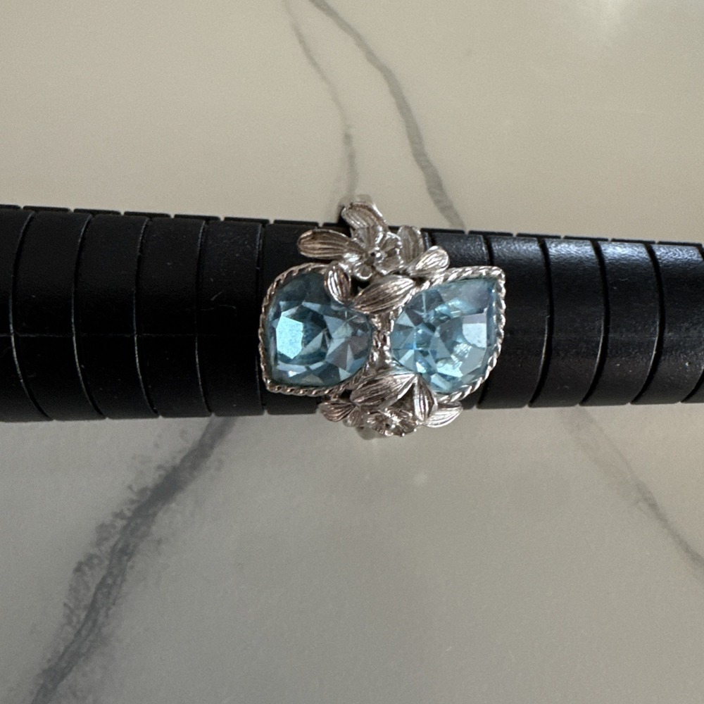 1972 Sarah Coventry Love Story Light Blue Silver Tone Heart Adjustable - Picture 6 of 6